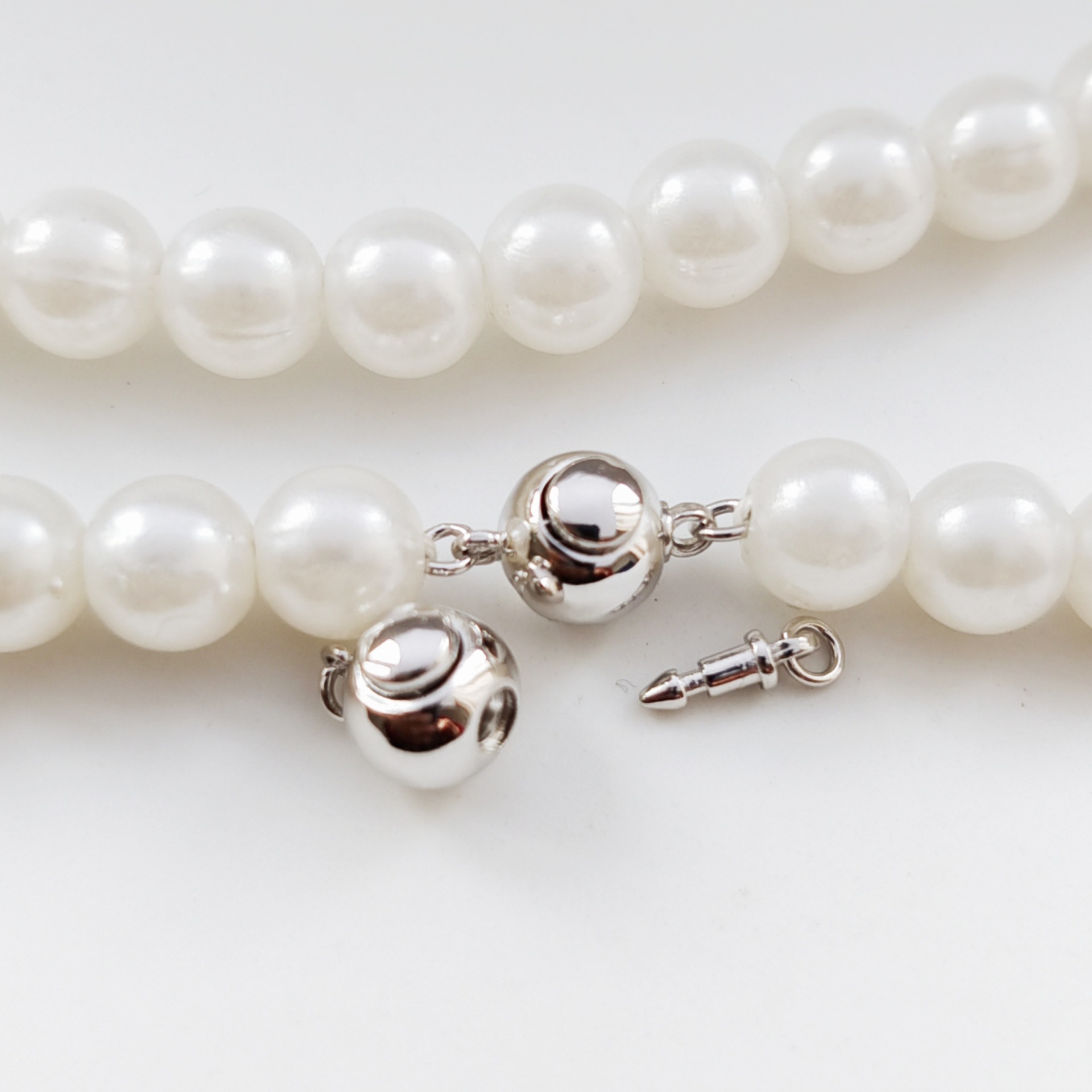 批发纯银项链扣头 s925银球形插棒饰品扣子珍珠项链搭扣