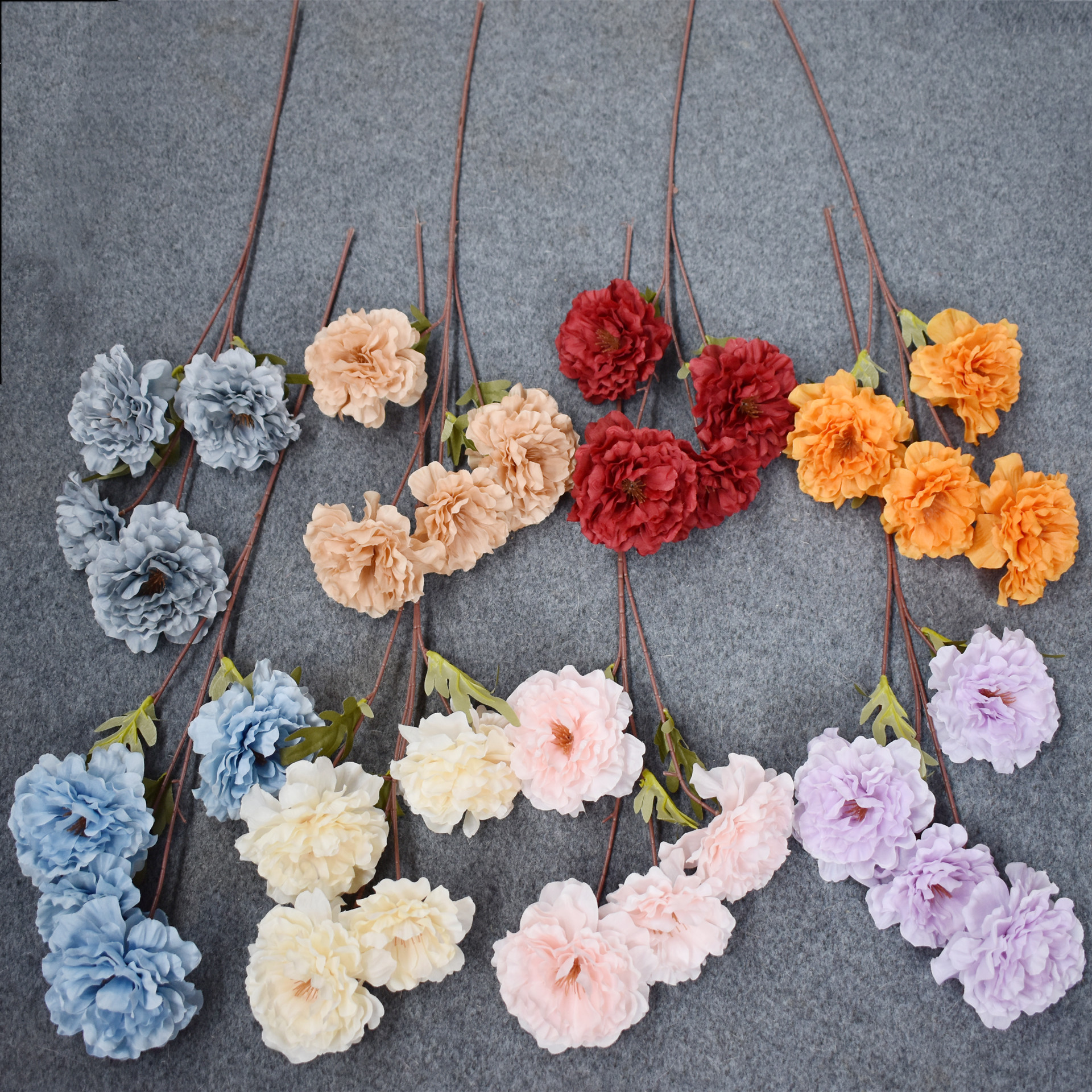 新款4头芙蓉牡丹仿真花海棠婚庆婚礼装饰假花花排插花跨境绢花批