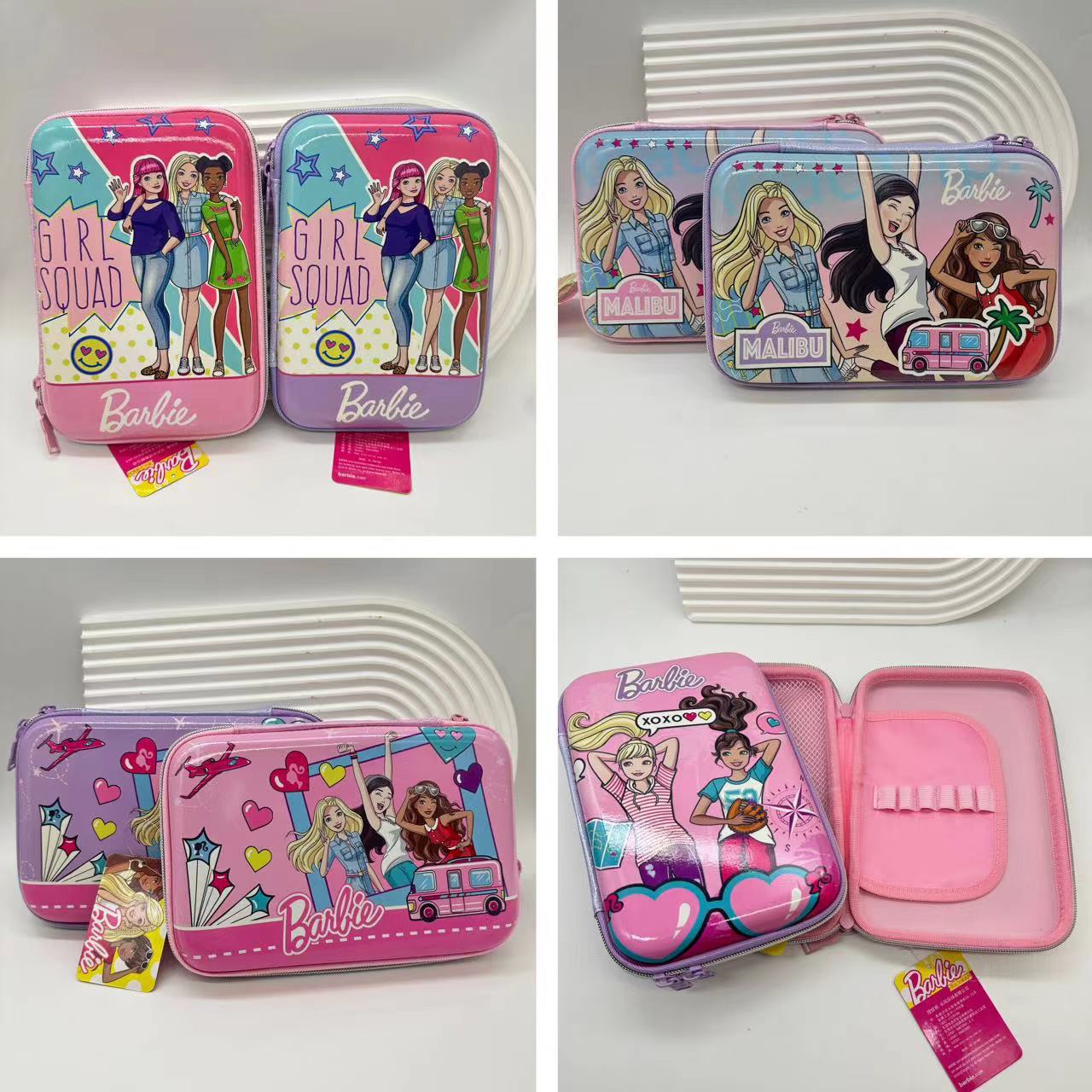 正版授权芭比笔袋大号时尚女孩铅笔袋barbie粉色芭比公主文具袋批