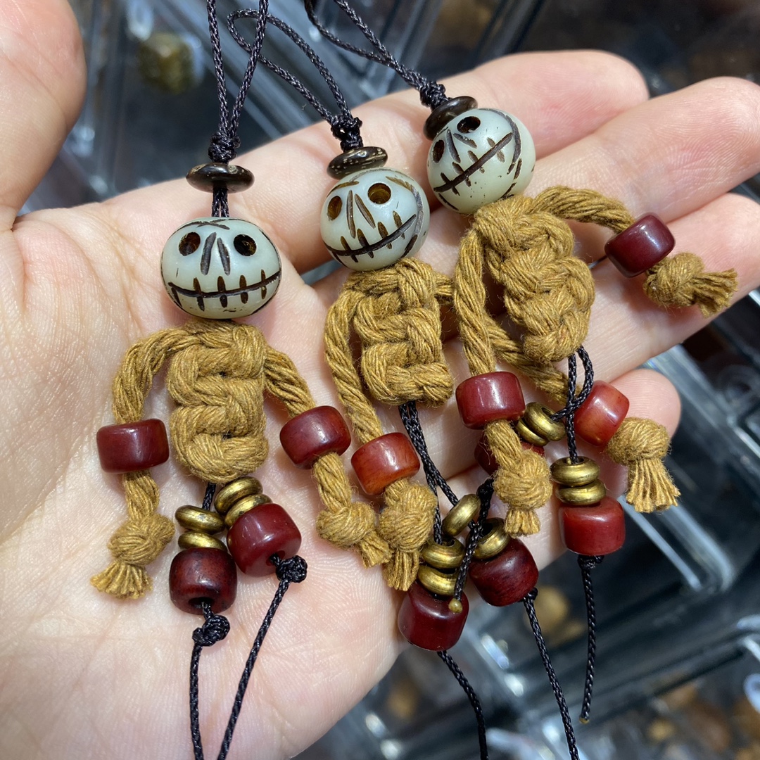 驼骨阿呆手编稻草人藏式文玩diy配件手机链侧挂-阿里巴巴