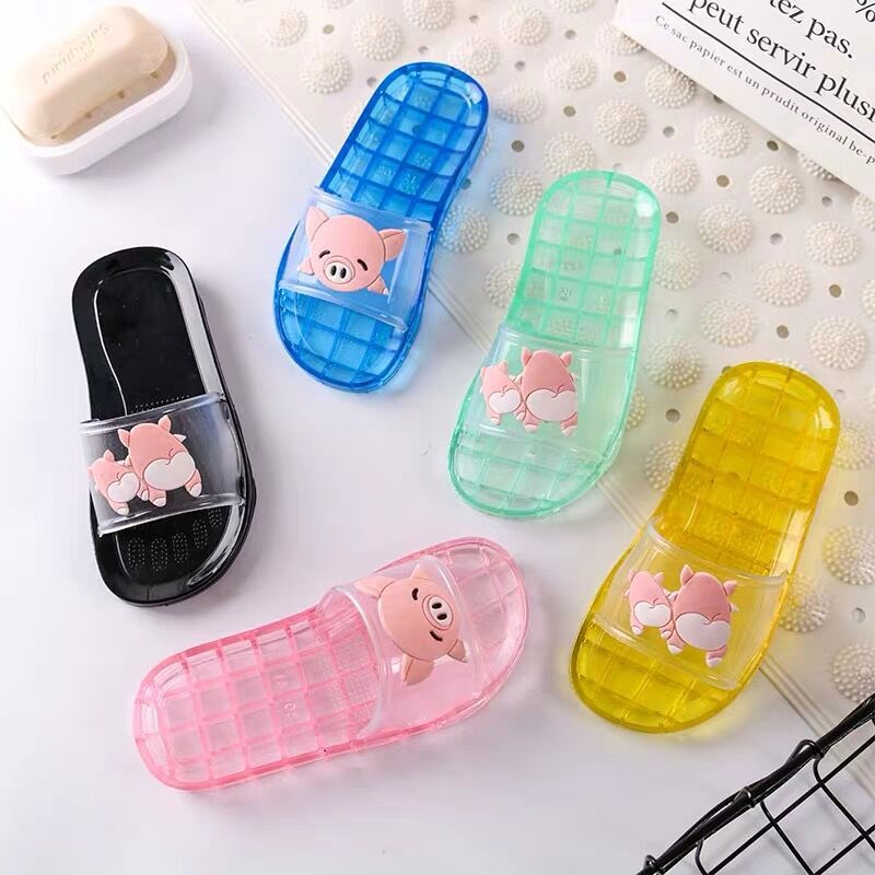 Interior Home Transparent Crystal Slippers Deodorant Summer Fashion All-Matching Cartoon Cute Adult and Children Parent-Child Shoes Tide