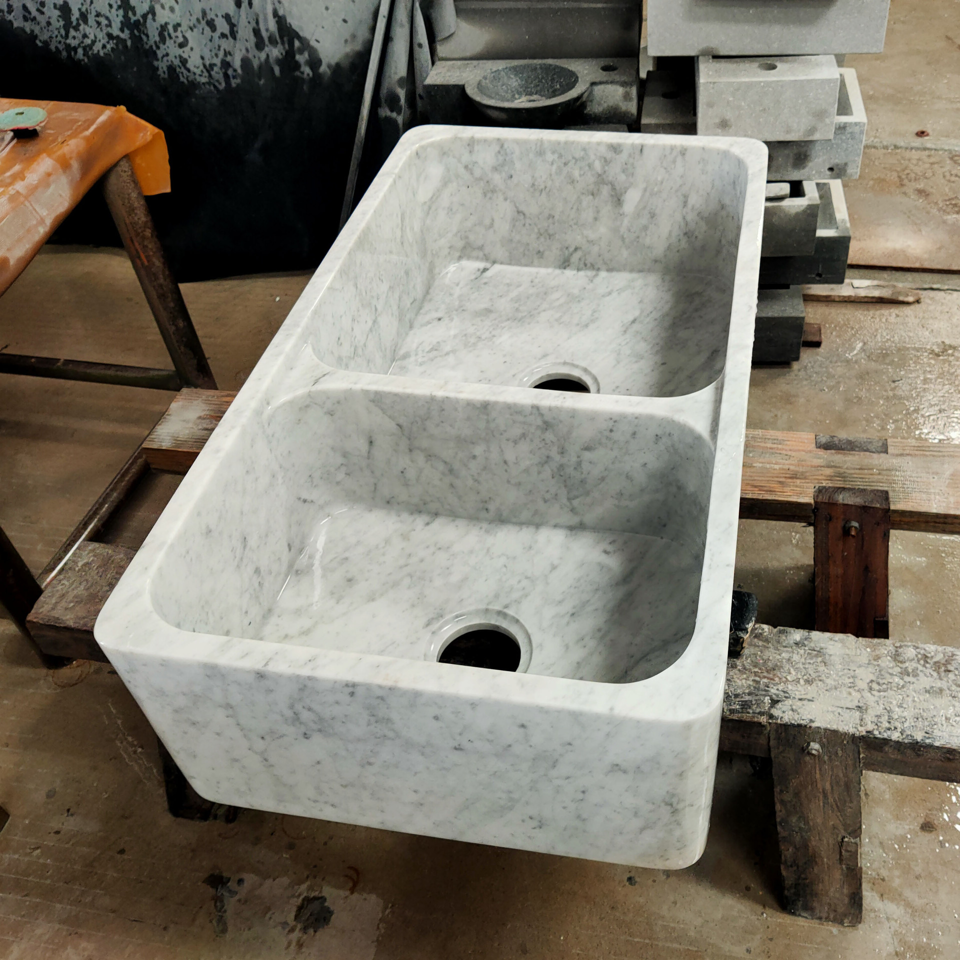 卡拉拉白细花白大理石面盆洗脸盆厨房洗菜盆艺术盆台上盆洗手盆