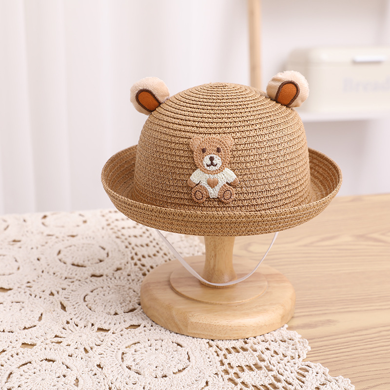 Baby Boy Hat Summer Little Girls' Straw Hat Cartoon Sun Protection Summer Hat Child Sun-Proof 2-5 Years Old Bucket Hat Beach Hat 3