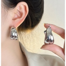 法国设计师款极简冷淡风几何金属圈圈耳环轻奢高级感夸张圆圈耳饰