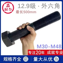 12.9级高强度GB5782半牙外六角螺丝杆M30m36M48*330x420加长螺栓