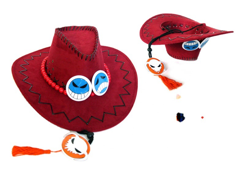 海贼王动漫周边帽子 艾斯牛仔帽大红色橙色帽子