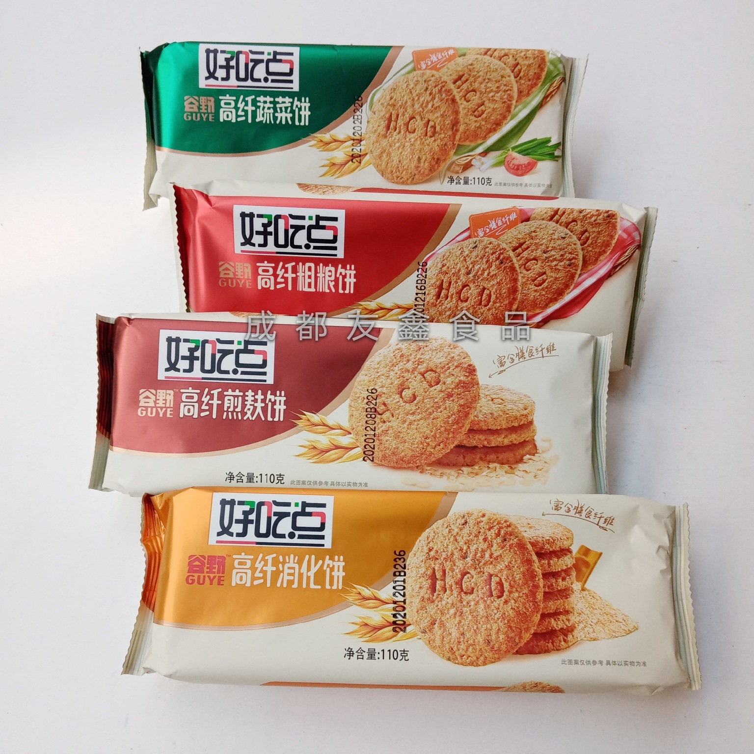 达利园好吃点饼干高纤粗粮饼干110g蔬菜 消化 煎麸饼干零食批发