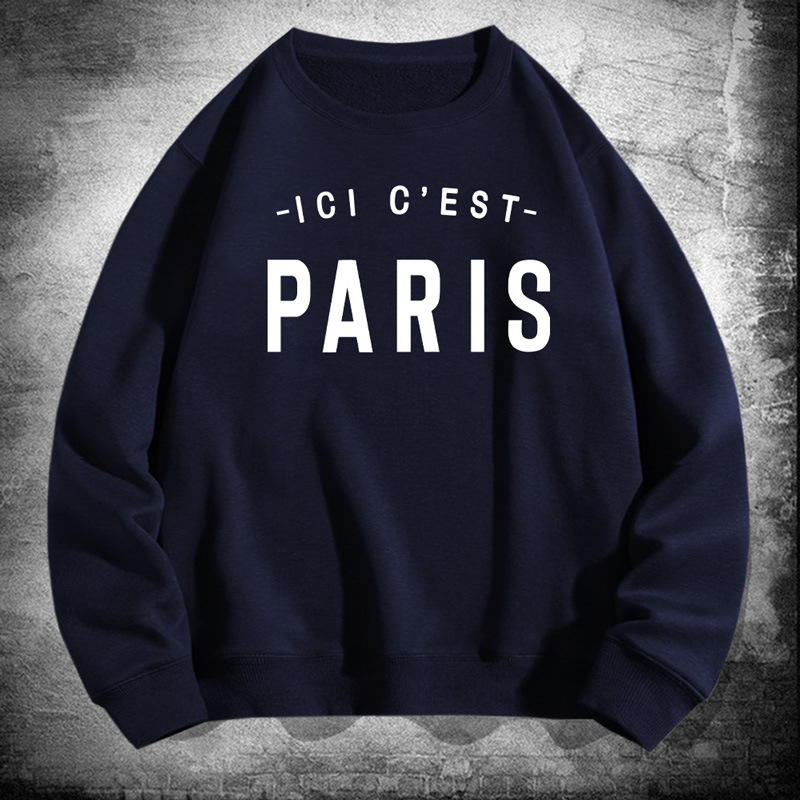 梅西大巴黎同款paris印花圆领卫衣宽松圣日耳曼周边球迷衣服外套