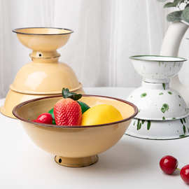 老式搪瓷泡面碗带盖怀旧饭缸盅盅快餐杯学生宿舍饭盒带把干饭人碗