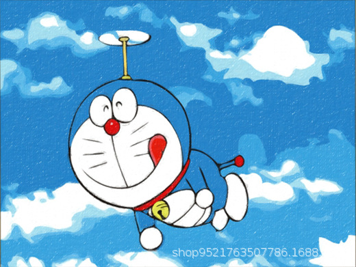 儿童油画数字油彩画diy自绘填色卡通动漫小学生哆啦a梦填充画手工