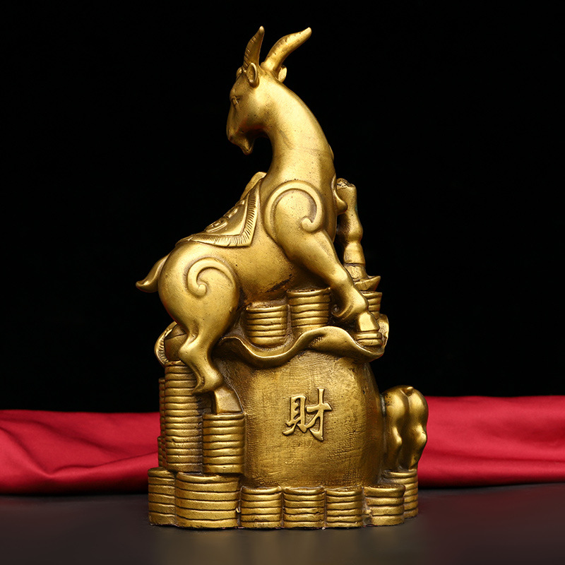 铜羊摆件纯铜生肖羊名扬富贵领头羊金钱羊大号家居办公室桌装饰品