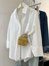 白色衬衫女长袖秋季2024新款宽松上衣纯色感气质衬衣女外套潮