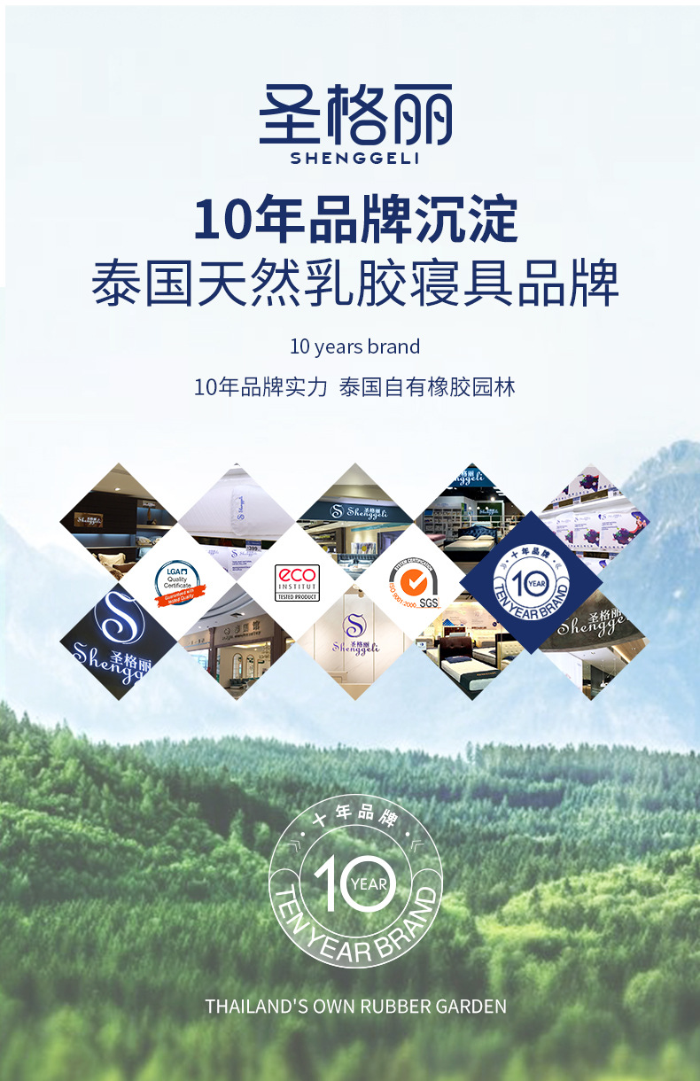 圣格丽泰国乳胶枕头橡胶颗粒曲线按摩狼牙枕乳胶枕芯天然乳胶枕