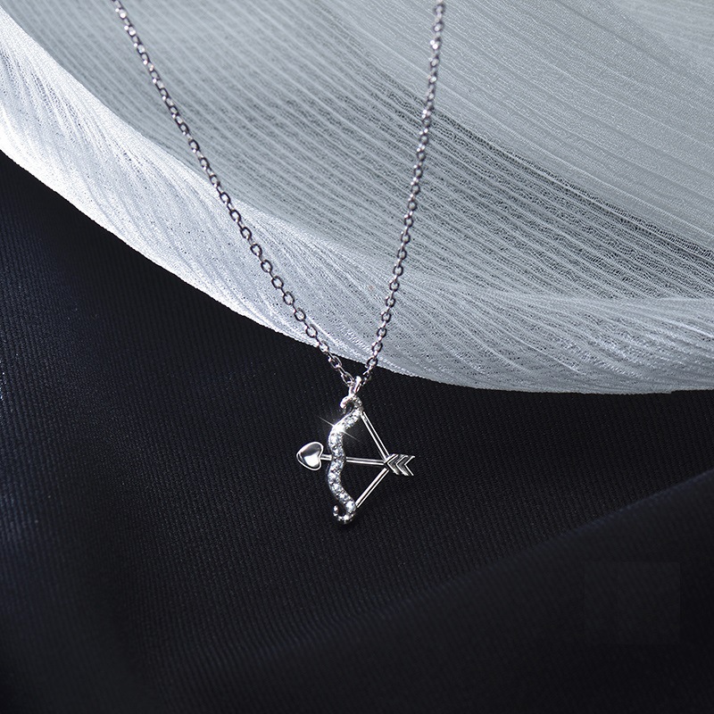 小众设计爱神爱心丘比特之箭项链女镶钻爱神之箭吊坠锁骨链批发