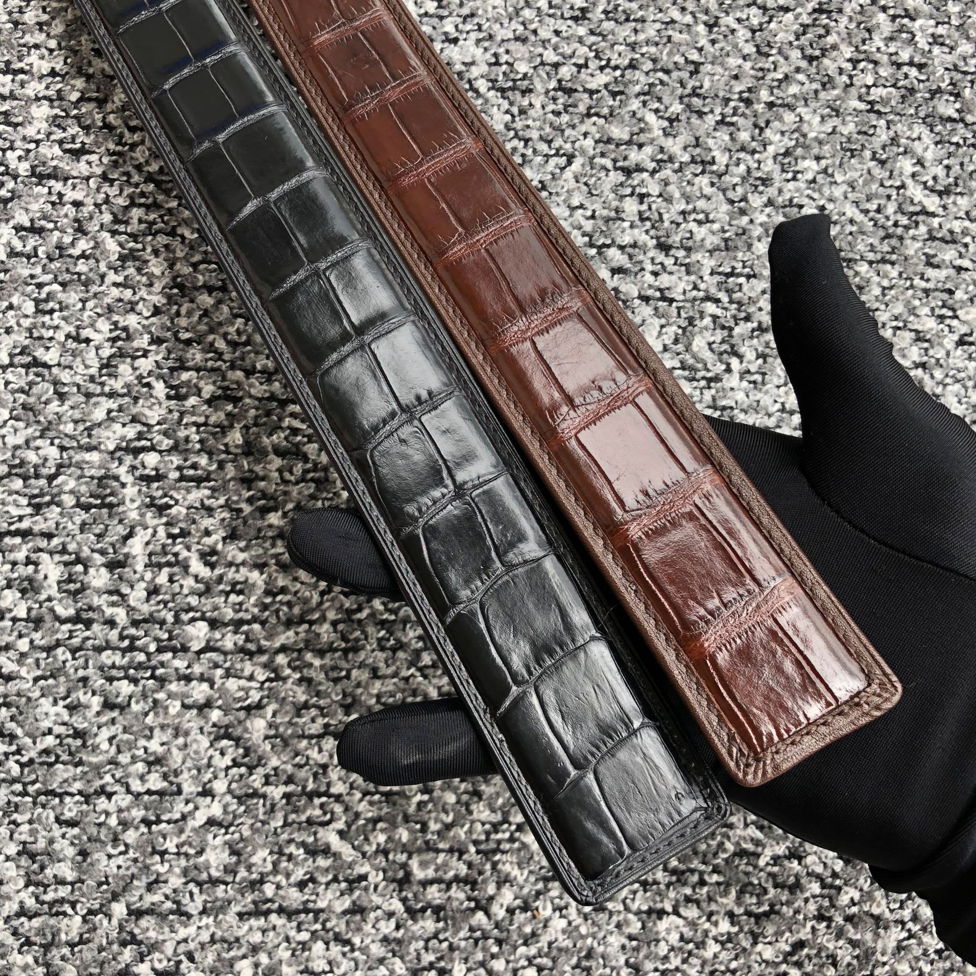 21泰国鳄鱼皮带男士休闲真鳄背骨皮肚皮腰带时尚潮流自动带裤带条