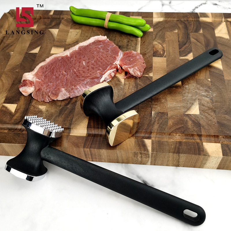 products in stock new zinc alloy tenderizer nylon handle double-sided meat hammer square steak meat tenderiser tender meat hammer