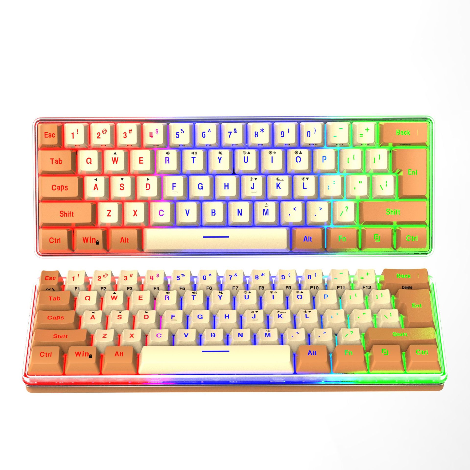 61 Key Yunguoguo K401 Notebook Desktop Wired Game Small Keyboard RGB Illuminant Keyboard Wholesale Delivery