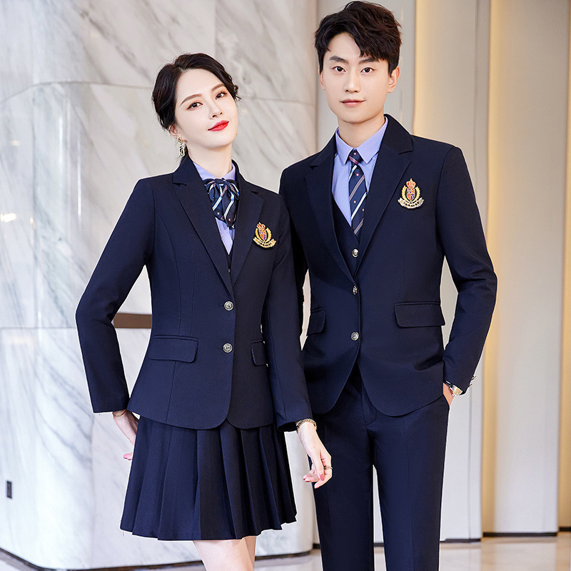 教育机构学校老师工作服春夏季幼儿园幼师园服绣logo情侣款jk制服