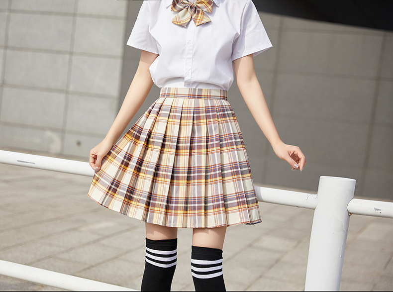 【山吹格裙】日系jk制服裙温柔一刀冰淇淋电竞少女短袖格裙百褶裙