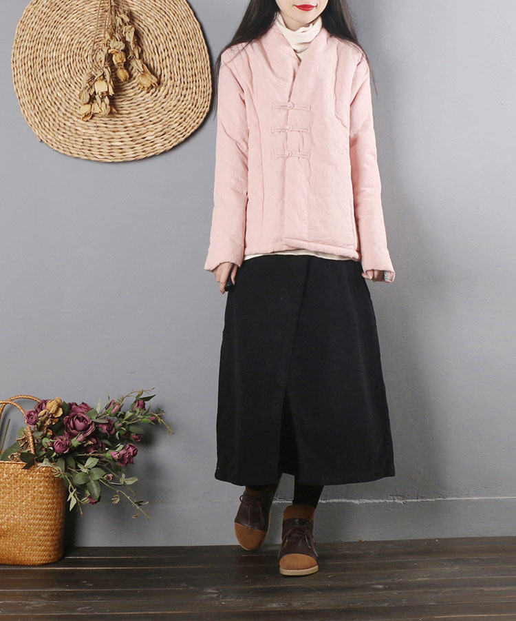 中国风复古文艺盘扣棉麻棉衣女冬季短款中式棉袄茶服加厚棉服外套
