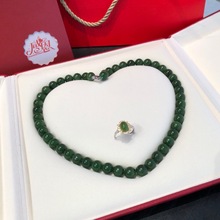 雅度珠宝 38女神节礼物天然和田碧玉项链 玉质细腻水润 特价活动