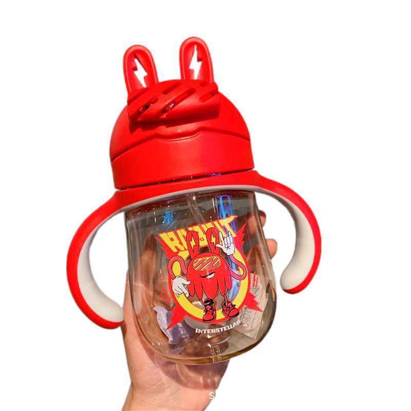 PPSU Milk Bottle Household Infants Baby No-Spill Cup Cartoon Animal Cute Portable Straw Cup Customized with Handle