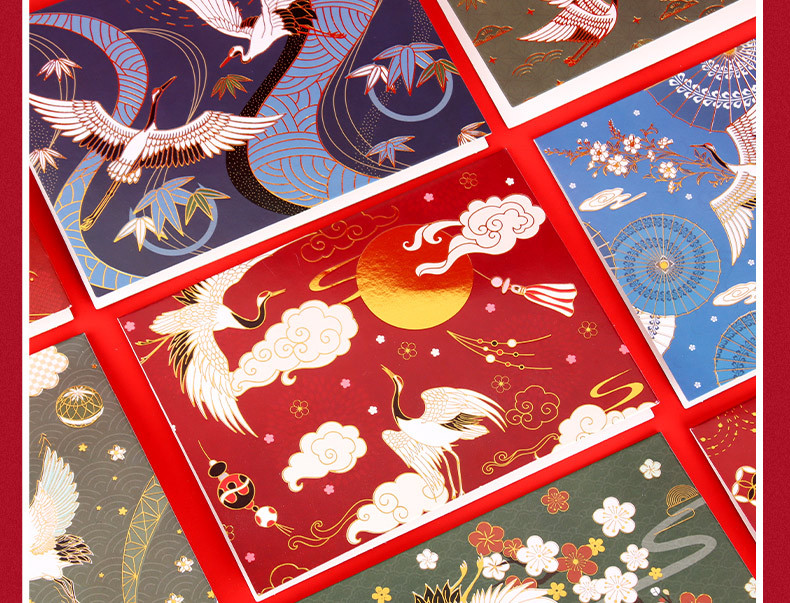 拜杰烫金贺卡创意礼品卡生日留言卡古风祝福卡活动节日卡片12张