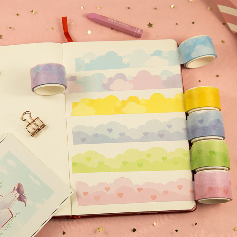 Spot Korean Ins Cute Cloud Tape Special-Shaped Scene Landscape Border Decoration Notebook Gradient and Paper Adhesive Tape