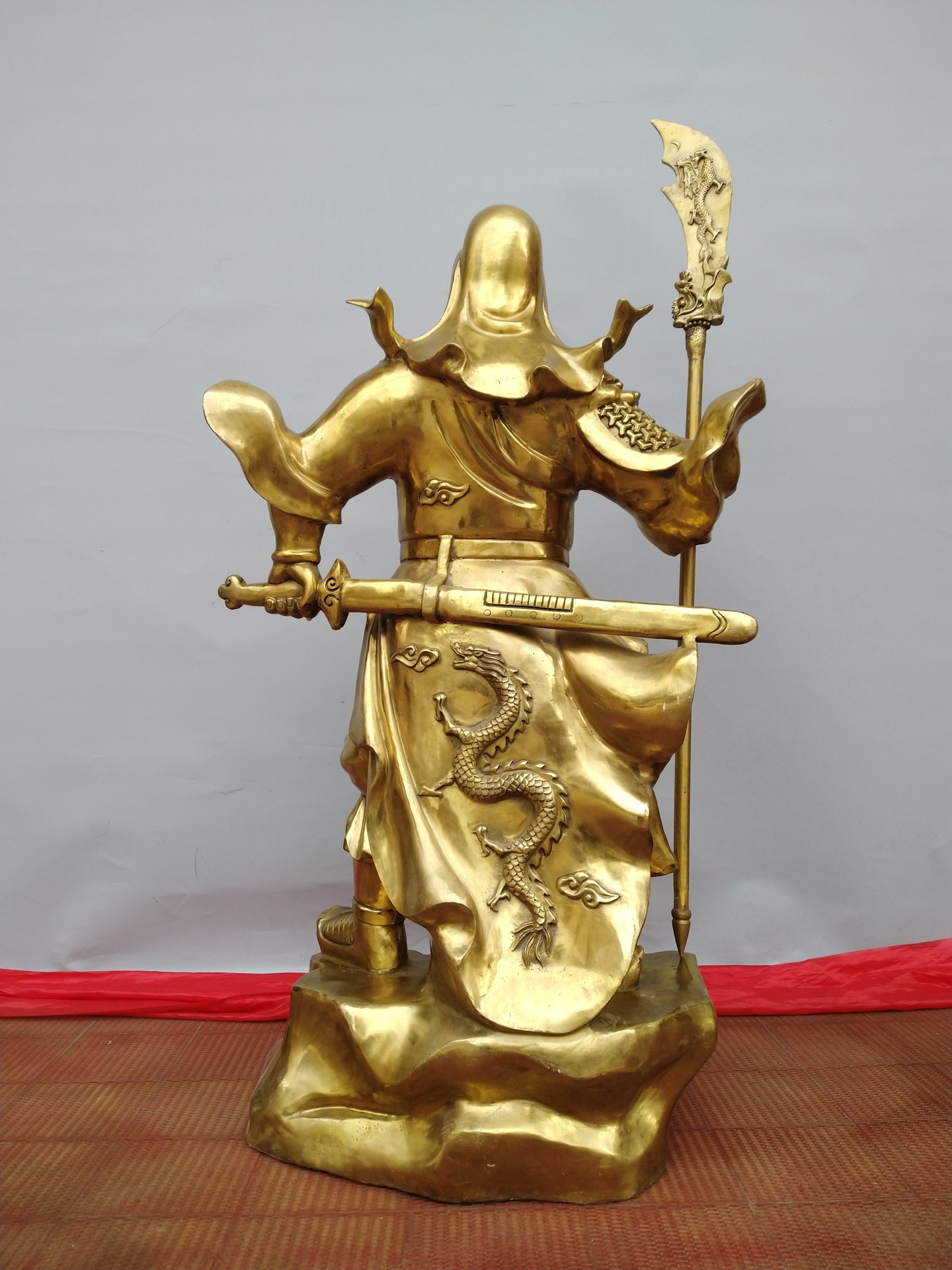 黄铜关公摆件立刀关公黄铜像摆设家居办公工艺品礼品