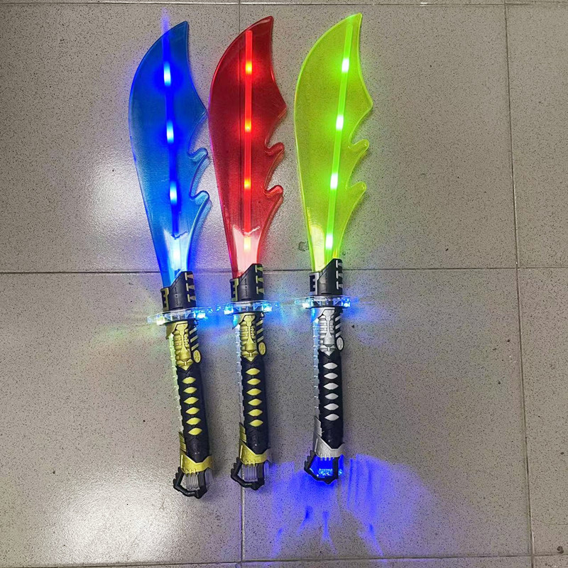 New Luminous Sword Shark Knife Spray Paint Sword Warrior Sword Children's Toy Sound and Light Color Broadsword Stall Wholesale