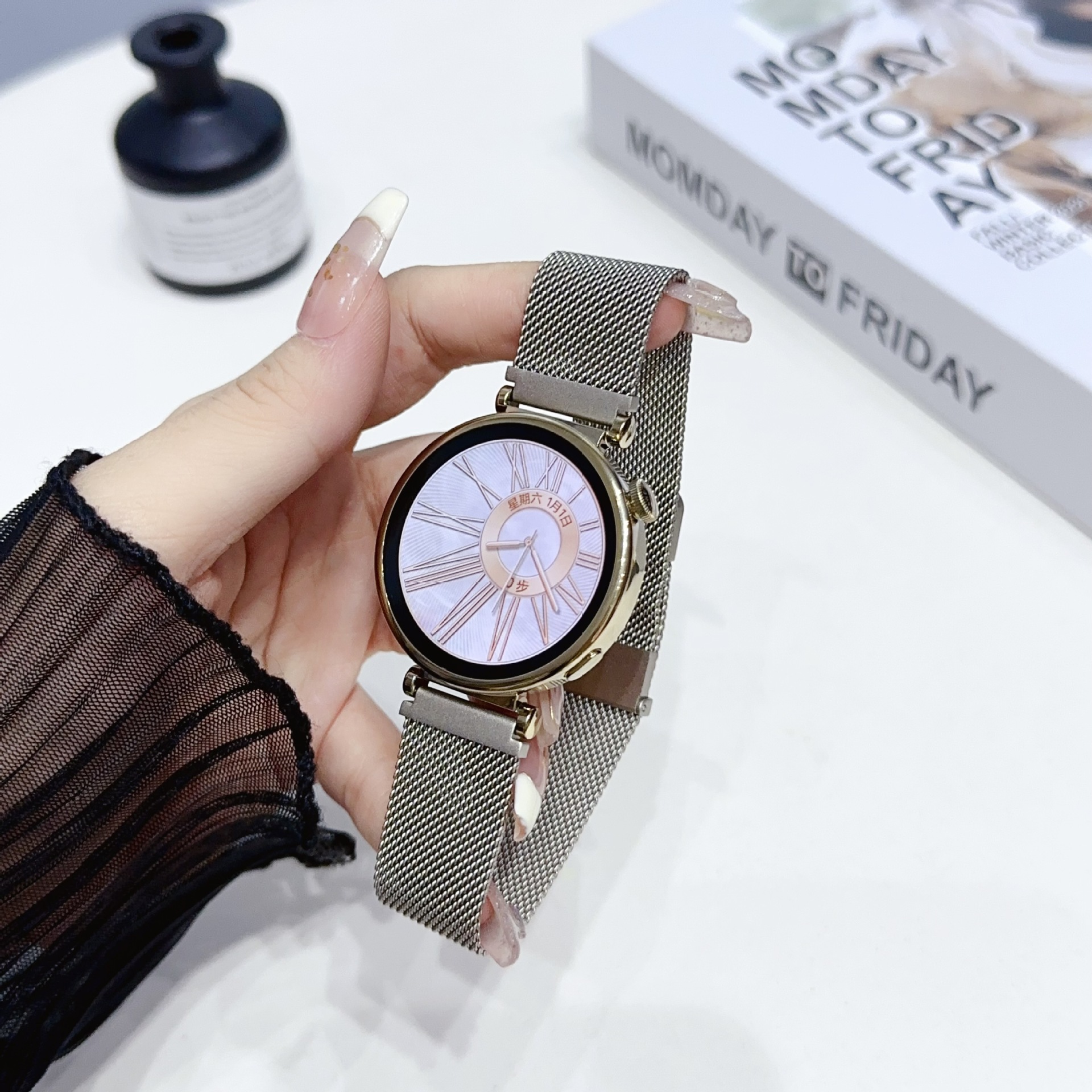 适用华为watch gt4二节米兰磁吸表带金属米兰表带18mm手表腕带