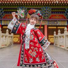 女童格格旗装印花满清汉服摄影网红美拉德宫廷服装儿童旗头朝鲜族