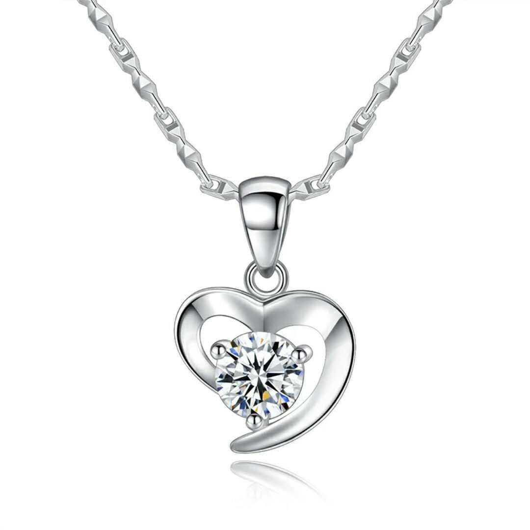 925纯银项链女简约心型吊坠日韩版银饰品锁骨链学生情侣闺蜜生日