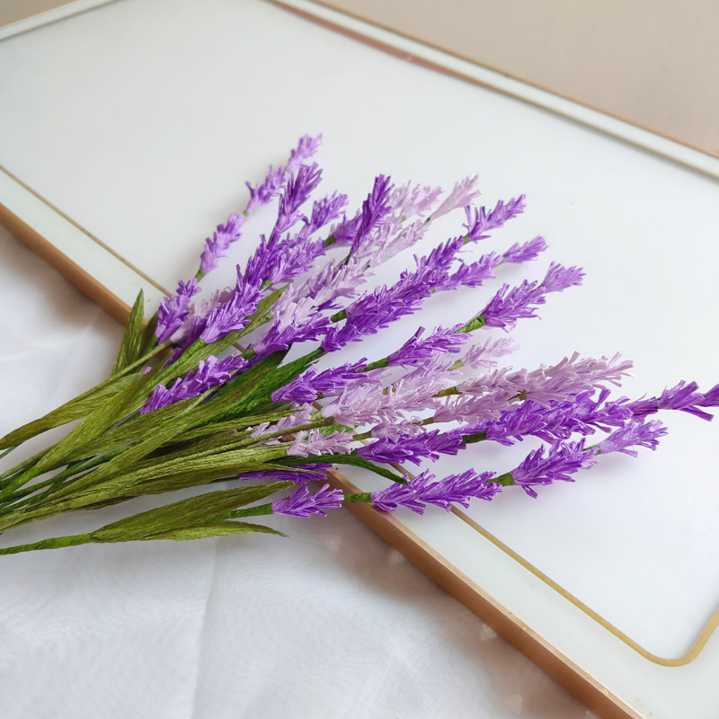 皱纹纸薰衣草材料包 简易纸花手工学生作业褶皱纸diy套装