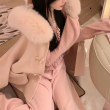 大姐姐 仙女的粉色脑袋  澳毛毛领大衣/垂感休闲裤