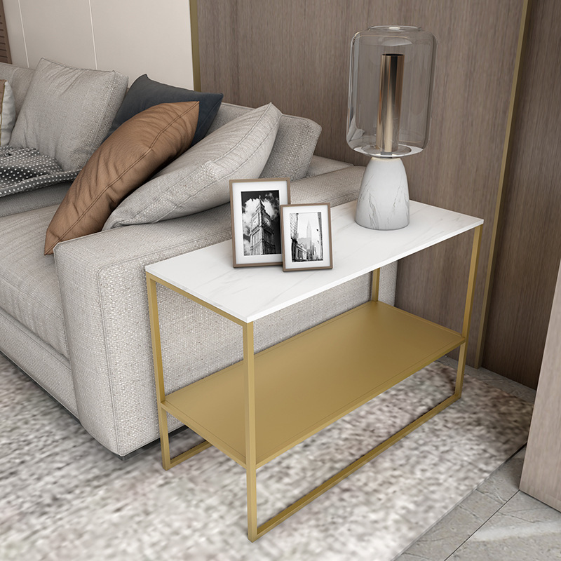 岩板客厅方桌沙发边几轻奢角几意式现代简约小茶几床头柜长方形窄