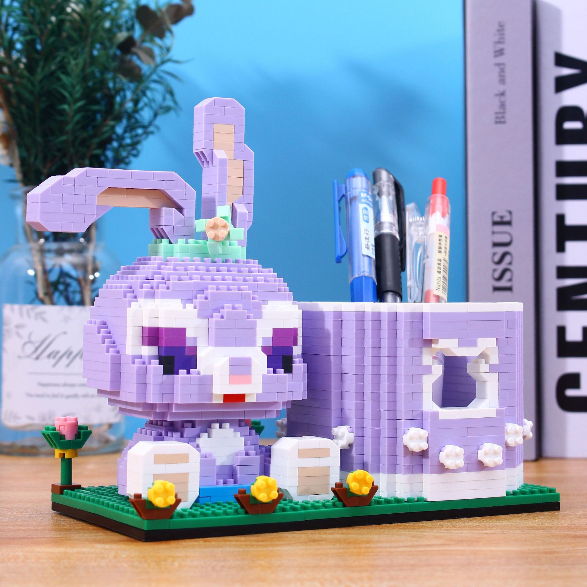 兼容乐高笔筒系列星黛露卡通模型微钻小颗粒积木diy办公摆件批发