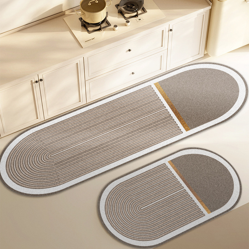 Silent Wind Oval Kitchen Floor Mat Soft Diatom Ooze Absorbent Carpet Non-Slip Stain-Resistant Doorway Foot Mat Household Carpet