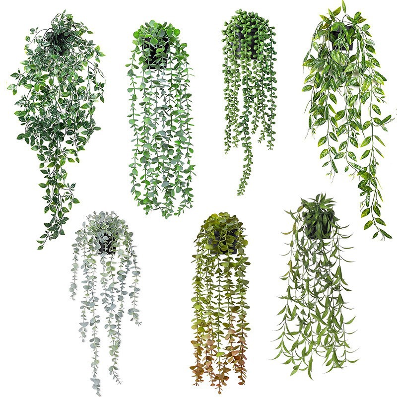 跨境悬挂植物人造尤加利室内装饰曼陀罗藤蔓仿真绿植仿生室内绿
