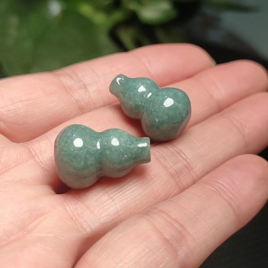 13*20mma货翡翠油青葫芦挂件儿童小葫芦吊坠 情侣款翡翠葫芦配饰