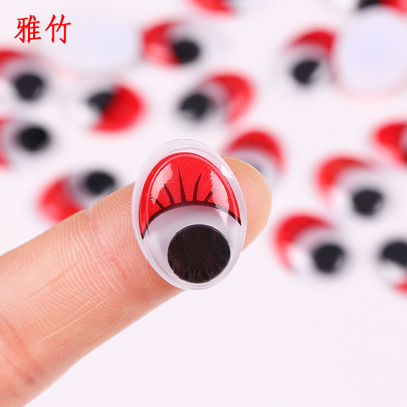 Oval Color Eyelash Adhesive Plastic Moving Eyes Children's Toy DIY Accessories