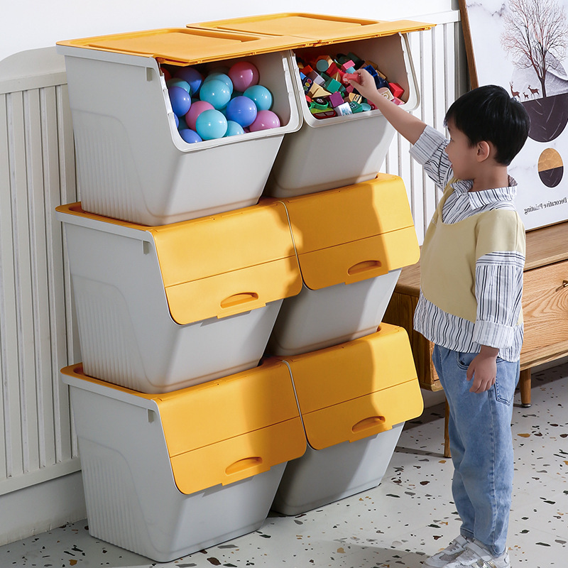 Qiaojie Toy Storage Box Flip Home Storage Box Plastic Storage Box Children's Snack Oblique Opening Storage Box