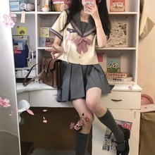 学院风纯欲jk制服女学生夏季新款宽松海军领短袖水手服+百褶裙ins