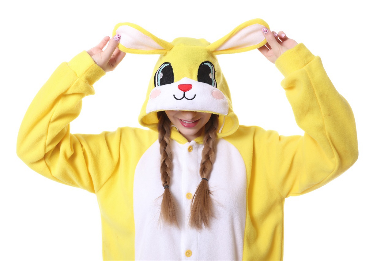 kigurumi黄色兔子rabbit卡通动物连体睡衣外贸演出家居服一件代发