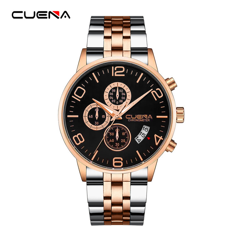 cuena/卡迪时新款6102男表石英手表钢带日历时尚跨境外贸手表抖音