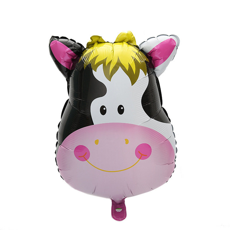 All Kinds of Medium Cartoon Animal Head Aluminum Film Balloon Lion Tiger Deer Cow and Other Animal Head Light Balloon