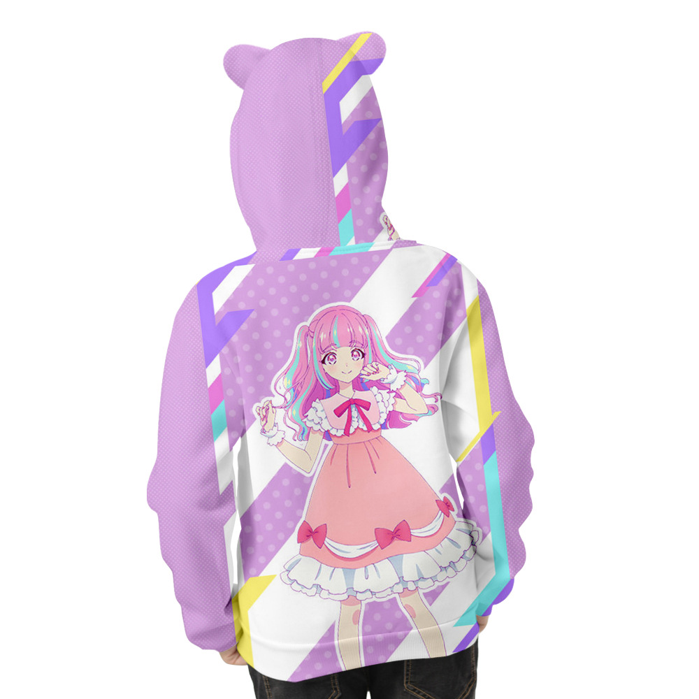 2021年新款 偶像活动planet!3d印花猫耳朵童装猫耳朵儿童拉链卫衣