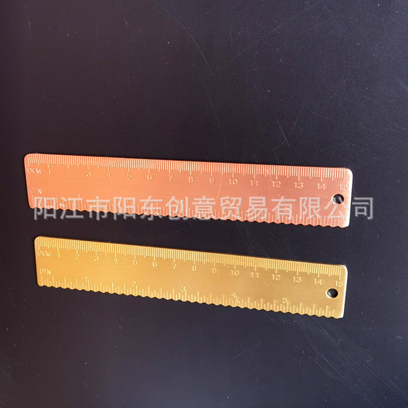 黄铜刻度尺紫铜尺 edc工具便携式复古12cm