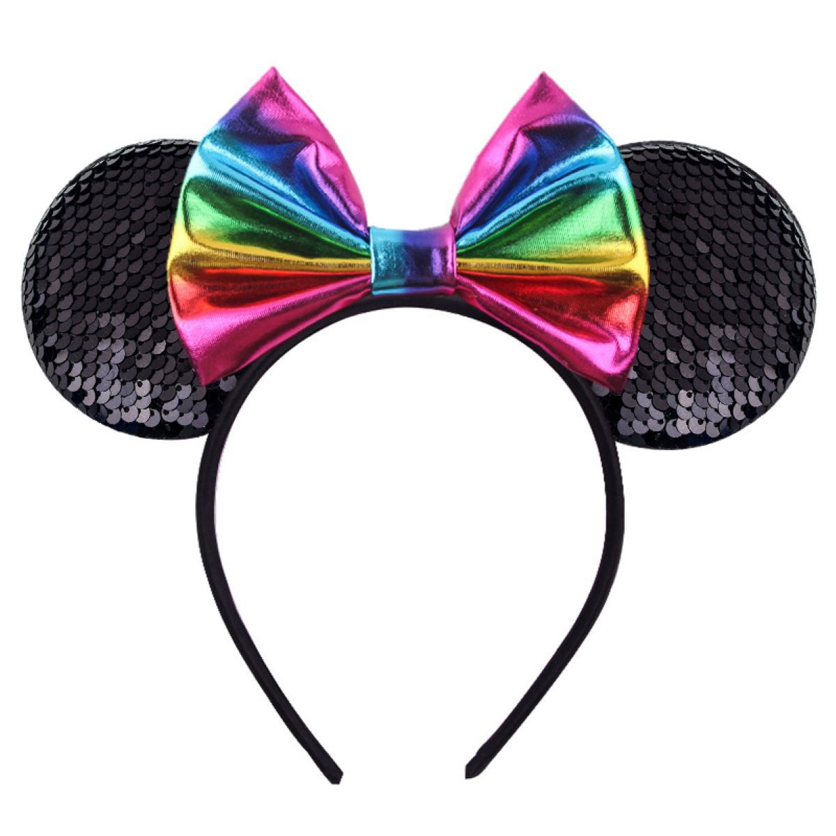 Mickey Headband Colorful Sequins Mickey Ear Hair Accessories; Sequins Bow Headdress Stage Performance Decoration