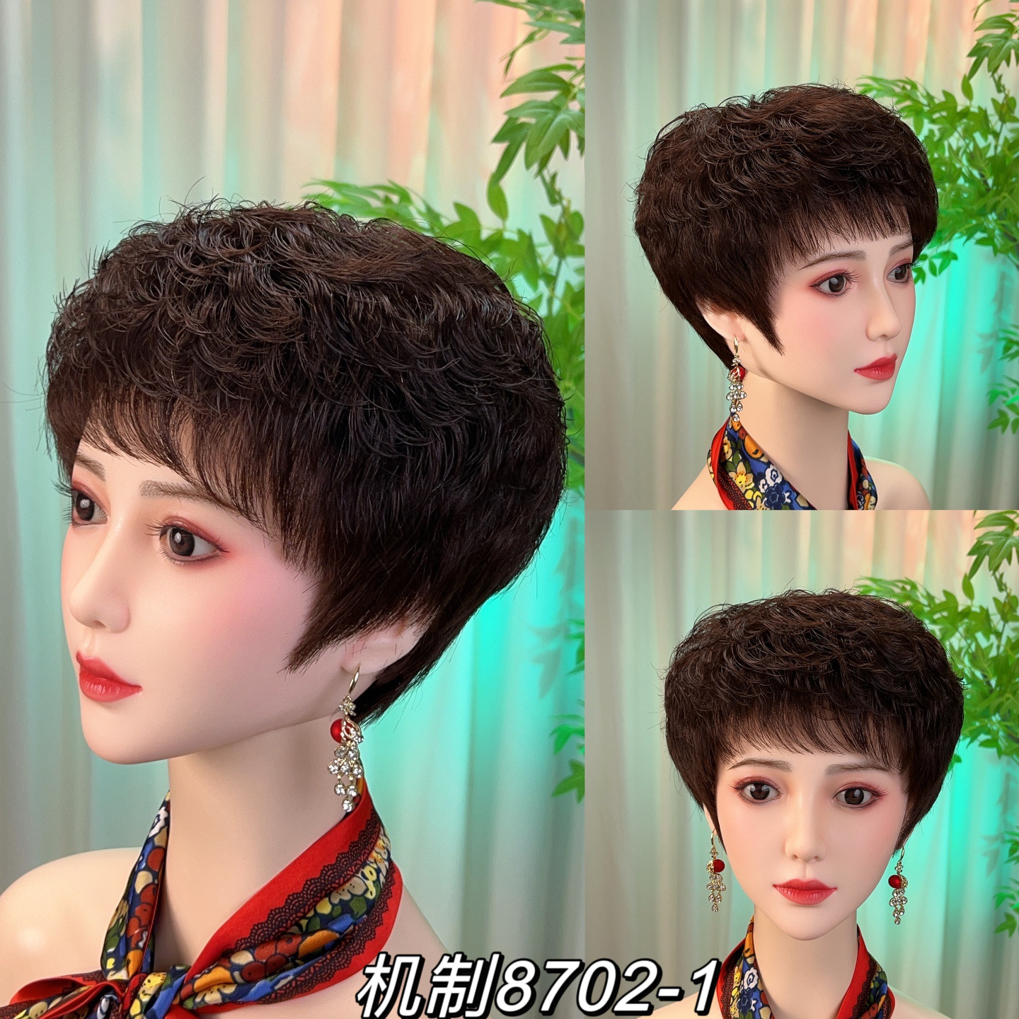 中老年人假发全头套女士短发妈妈款假发真发全真人发自然蓬松整顶